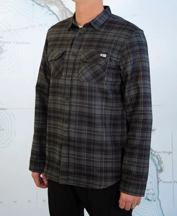 Salty Crew Long Sleeve Shirts Mens|Flies<Boatyard Tech Flannel Evergreen