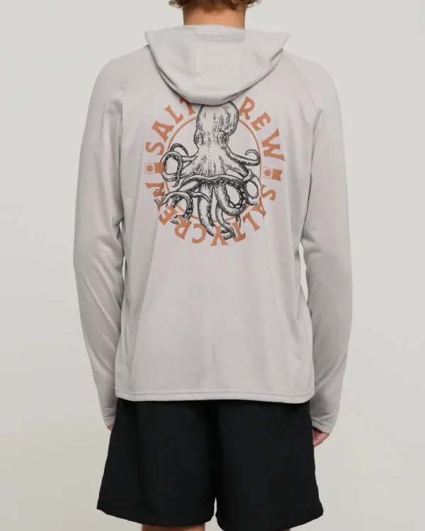 Salty Crew Long Sleeve Shirts Mens|Flies<Tentacles Hood Sunshirt Stone Grey