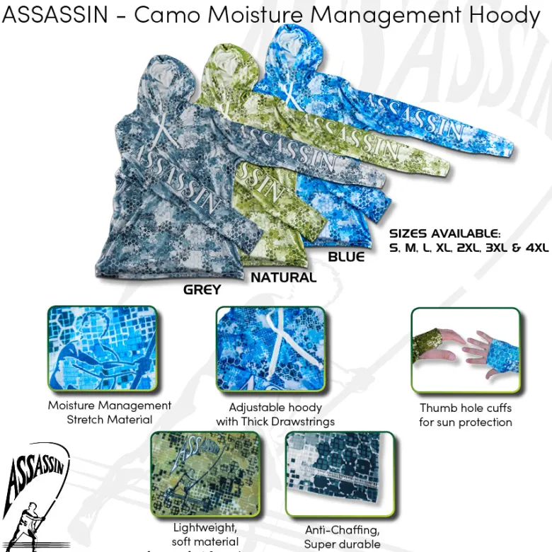 Assassin Long Sleeve Shirts Mens|Flies<Hooded Sunshirt Hex Camo