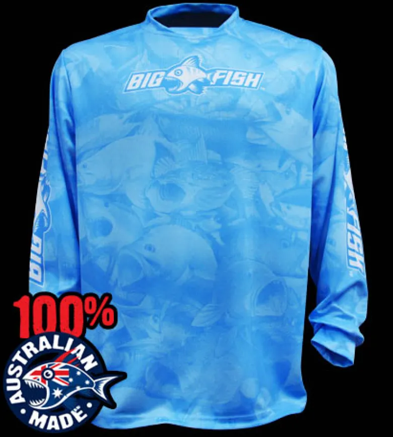 Bigfish Long Sleeve Shirts Mens|Flies<Aus CAMO LIGHT BLUE Long Sleeve