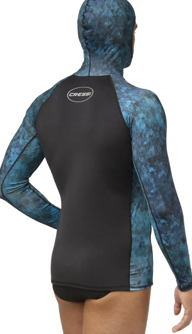Cressi Dive Wetsuits|Flies<Cobia Hooded Top Long Sleeves 1mm Blue Camo