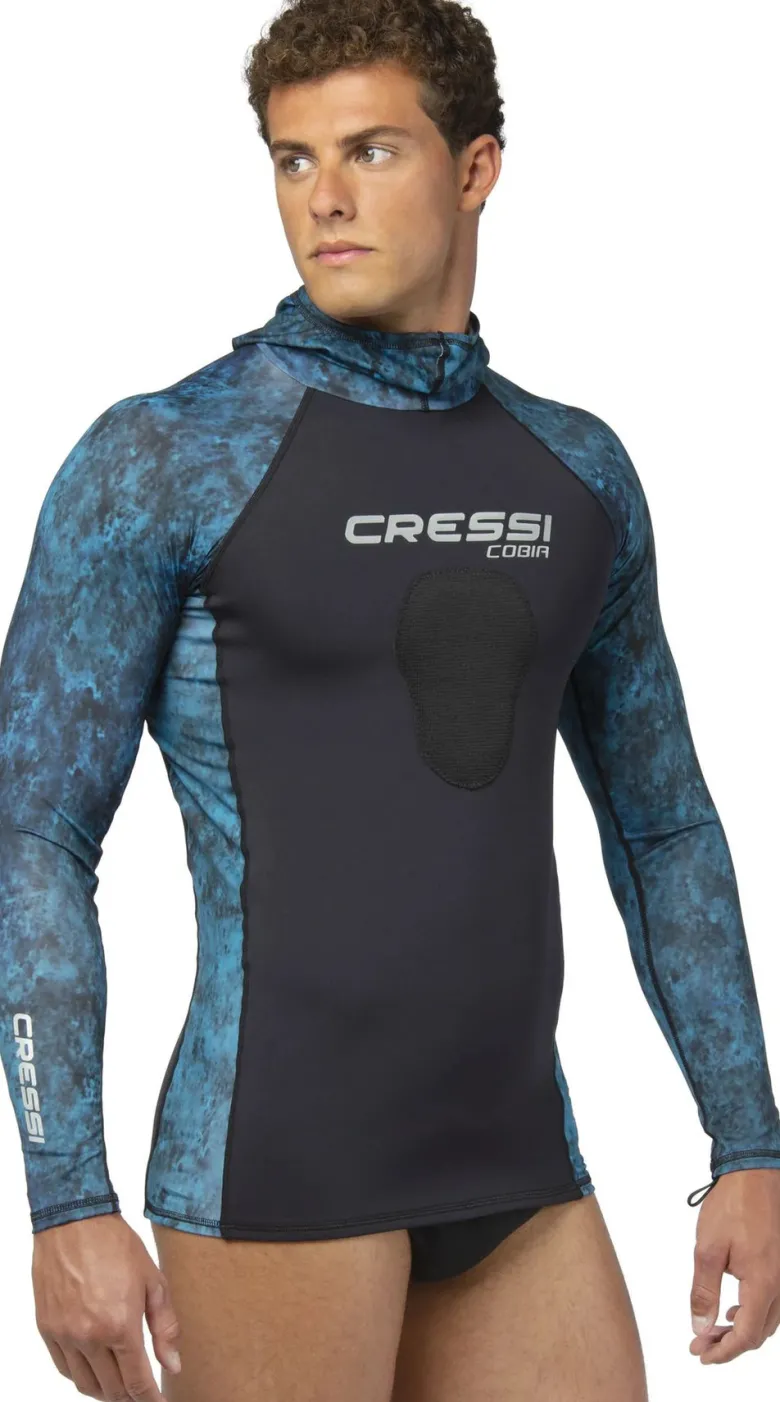 Cressi Dive Wetsuits|Flies<Cobia Hooded Top Long Sleeves 1mm Blue Camo