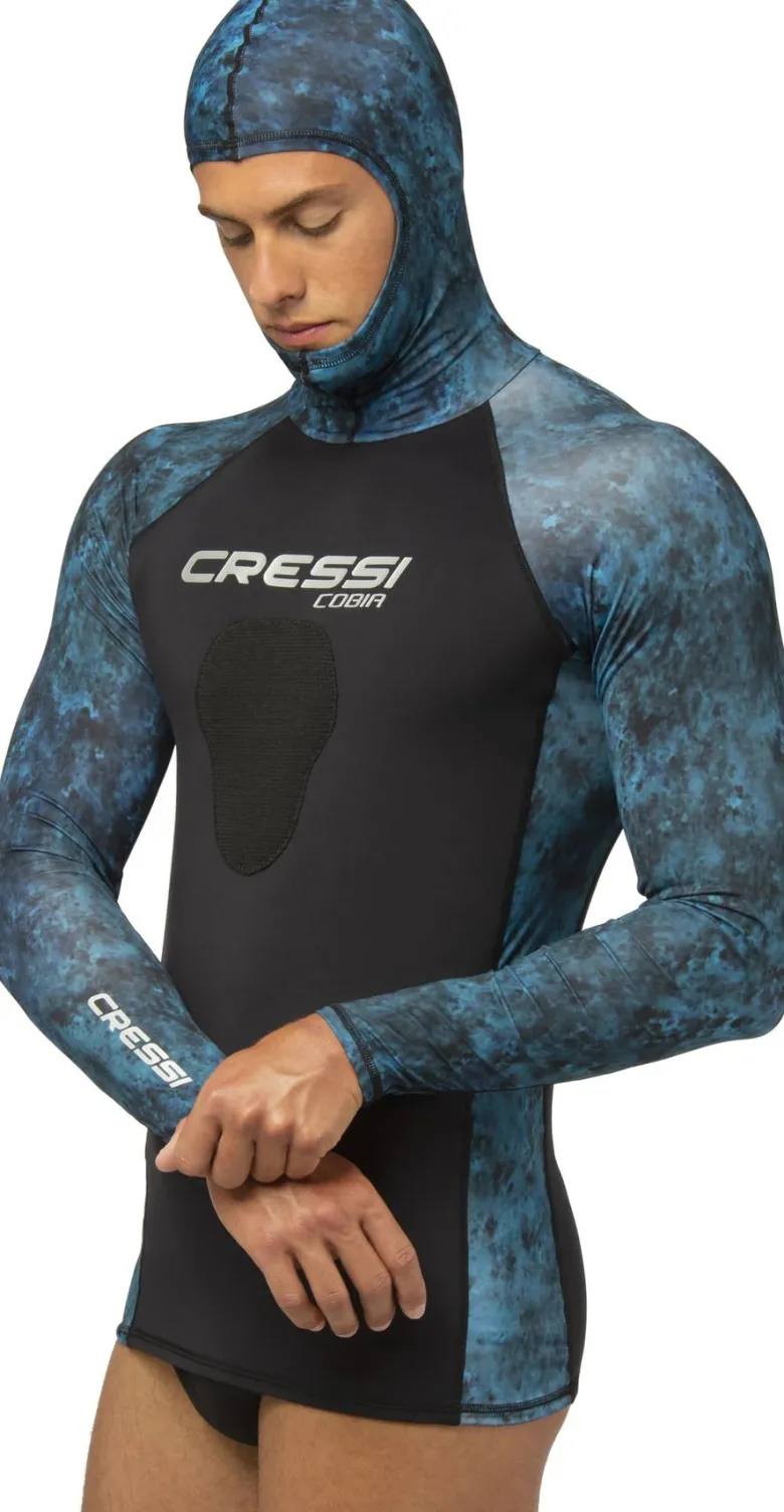 Cressi Dive Wetsuits|Flies<Cobia Hooded Top Long Sleeves 1mm Blue Camo