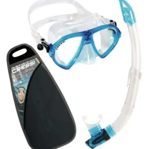 Cressi Dive Sets|Flies<Ocean and Gamma Mask/Snorkel Set Clear/Aquamarine