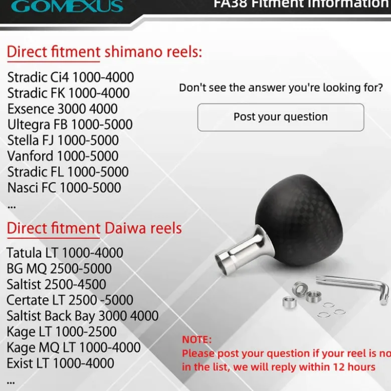 Gomexus Flies|Fishing Reel Parts<Carbon Power Knob 38mm