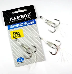 Harbor Assist Hooks|Flies<Twin Assist White Glow 2-pack