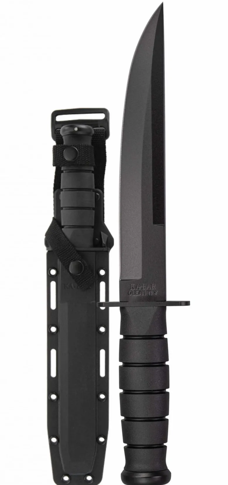 Ka-bar Hunting Knives|Flies<KB1266 Modified Tanto Knife with Black Hard Plastic Sheath Straight Edge