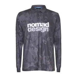 Nomad Long Sleeve Shirts Mens|Flies<Design Collared Fishing Jersey Charcoal Camo