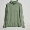 Salty Crew Long Sleeve Shirts Mens|Flies<Ahi Mount Hooded Sunshirt Sage Green