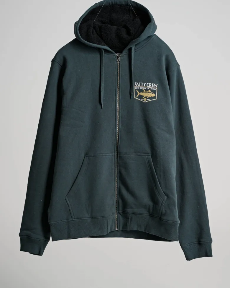 Salty Crew Jackets And Jumpers|Flies<Angler Sherpa Zip Hoodie Coal Black
