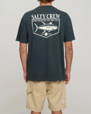 Salty Crew Short Sleeve Shirts Mens|Flies<Angler Standard Tee Coal