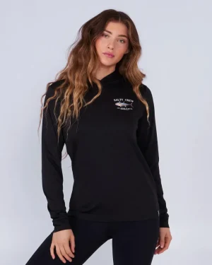 Salty Crew Long Sleeve Shirts Womens|Long Sleeve Shirts Mens<Big Blue Hooded Sunshirt Wmns Black