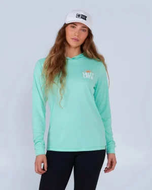 Salty Crew Long Sleeve Shirts Womens|Long Sleeve Shirts Mens<Cruisin Hooded Sunshirt Sea Foam