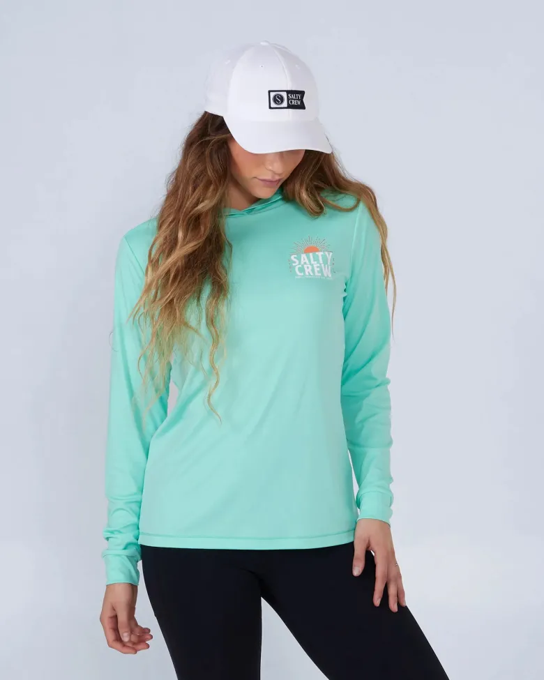 Salty Crew Long Sleeve Shirts Womens|Long Sleeve Shirts Mens<Cruisin Hooded Sunshirt Sea Foam