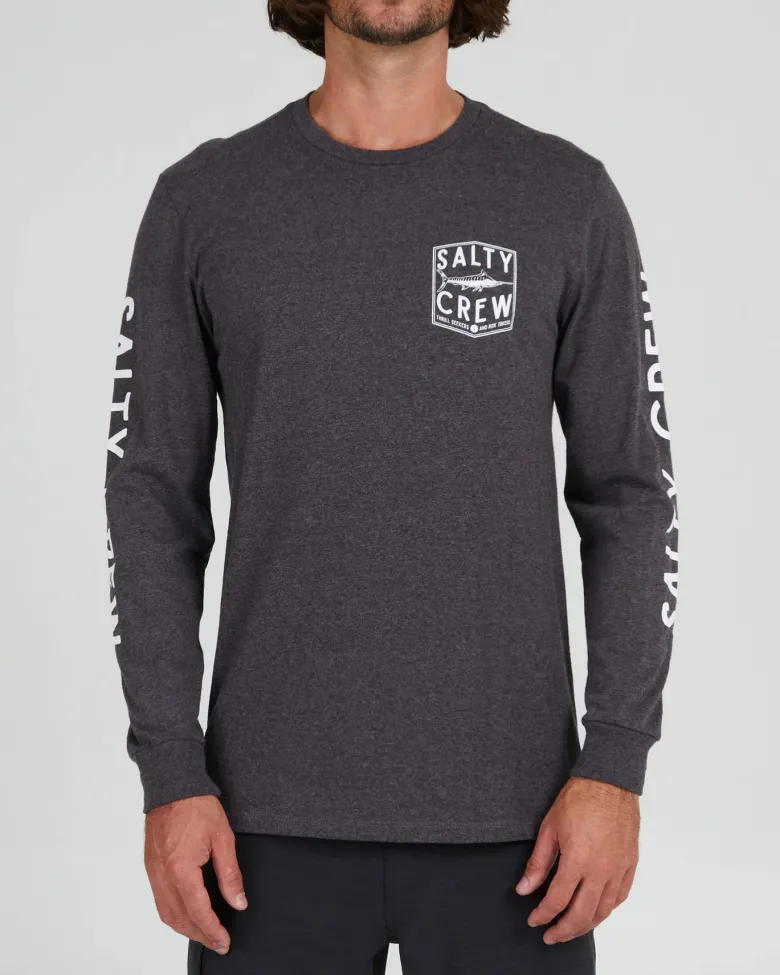 Salty Crew Long Sleeve Shirts Mens|Flies<Fishery LS Tee Charcoal Heather