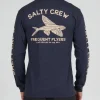 Salty Crew Long Sleeve Shirts Mens|Flies<Frequent Flyer Prem LS Tee Navy Heather