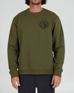 Salty Crew Jackets And Jumpers|Flies<In Fishing We Trust Crew Fleece Army