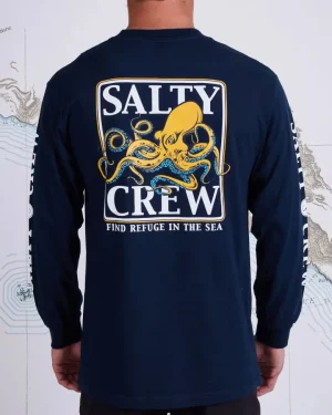 Salty Crew Long Sleeve Shirts Mens|Flies<Ink Slinger Std LS Tee Navy