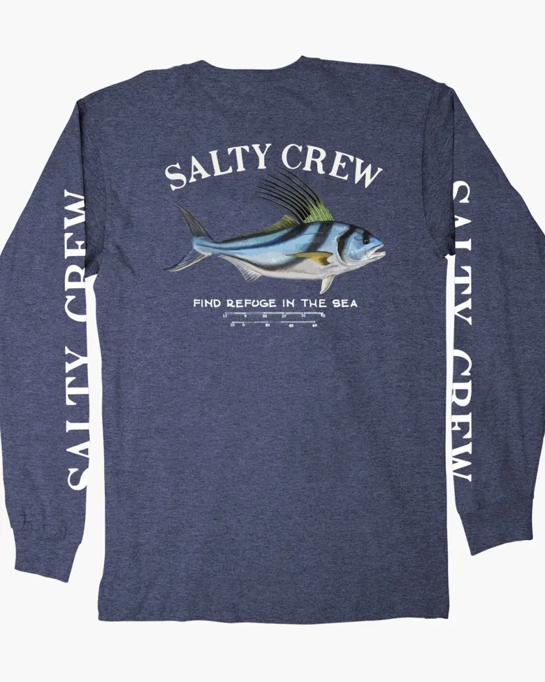 Salty Crew Long Sleeve Shirts Mens|Flies<Rooster Premium LS Tee Navy Heather