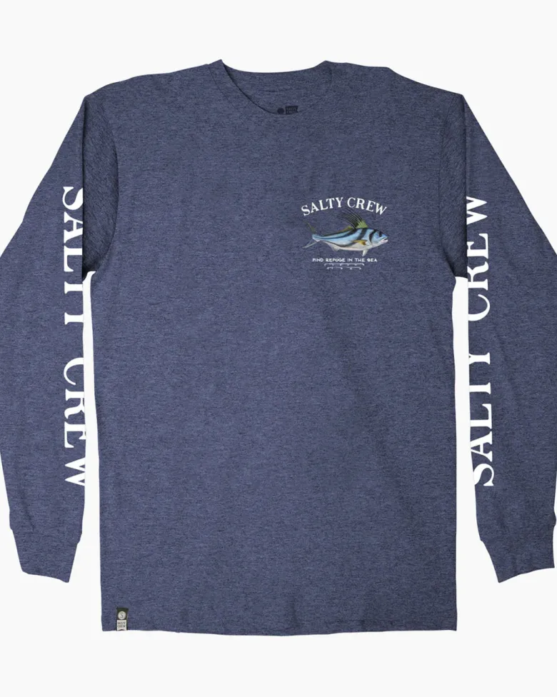 Salty Crew Long Sleeve Shirts Mens|Flies<Rooster Premium LS Tee Navy Heather