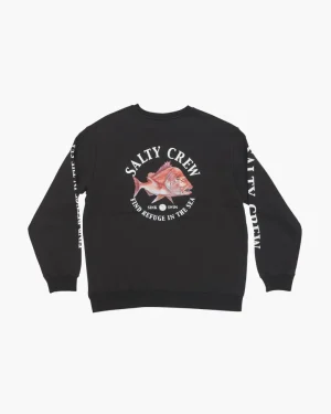 Salty Crew Jackets And Jumpers|Flies<Snap Attack Crew Fleece Jumper Black