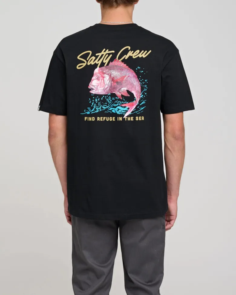 Salty Crew Short Sleeve Shirts Mens|Flies<Snapper Premium SS Tee Black