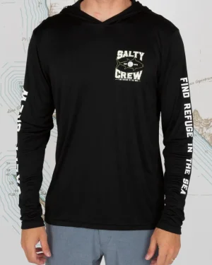 Salty Crew Long Sleeve Shirts Mens|Flies<Tight Lines Hood Sunshirt