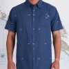 Salty Crew Short Sleeve Shirts Mens|Flies<Tight Lines SS Woven Shirt Dark Slate