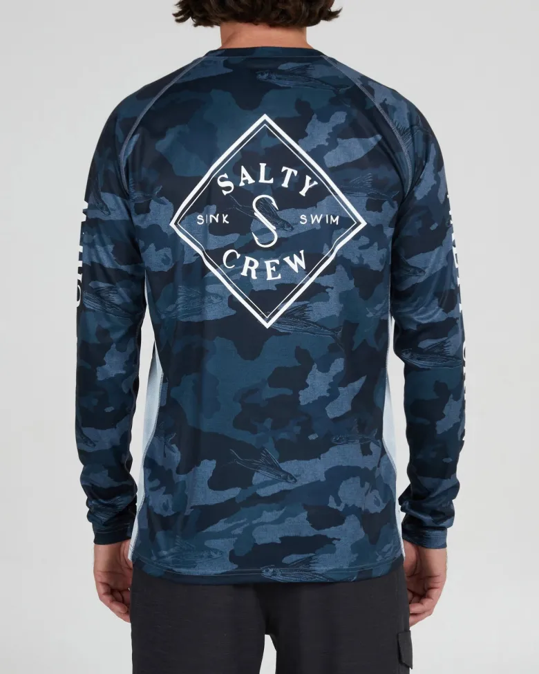 Salty Crew Long Sleeve Shirts Mens|Flies<Tippet Pinnacle LS Blue Camo