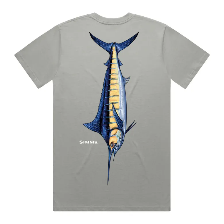 Simms Short Sleeve Shirts Mens|Flies<Artist Tee Blue Marlin Fish it Well