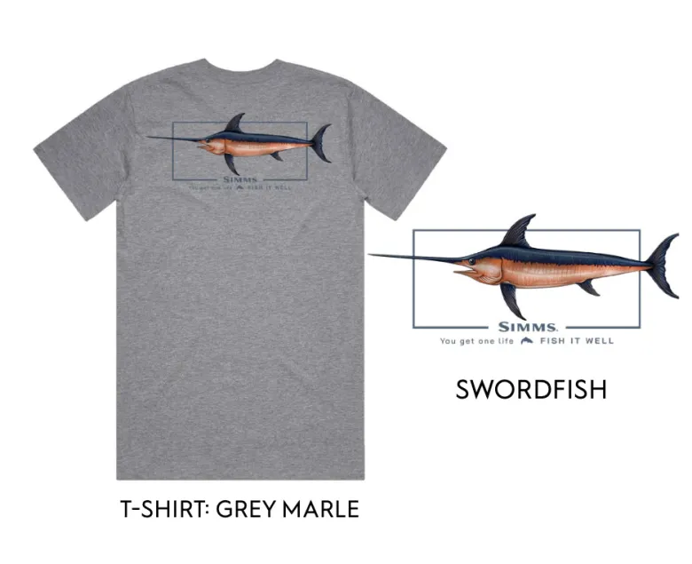 Simms Short Sleeve Shirts Mens|Flies<Artist Tee Swordfish Fish it Well
