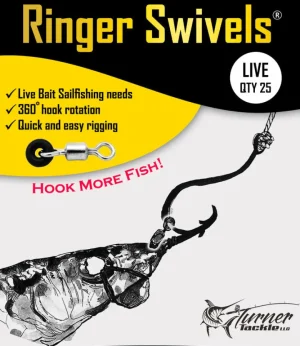 Turner Tackle Game Fishing Tackle|Game Fishing Tackle<Ringer Swivels Live 2 25-pack