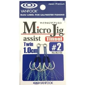 Vanfook Assist Hooks|Flies<MJ-03 Micro Jig Assist Tinsel Twin 1cm Drop 2-pack